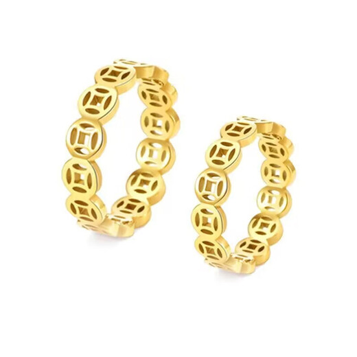 Rongxia money comes from all directions, titanium steel non-fading ring, gold pigment ring, prosperous and partial wealth transfer for men and women, gold No. 11