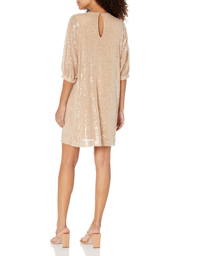 Trina Turk Women's Sequin T-Shirt Dress Almond Large