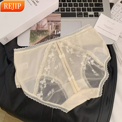 REJIP sexy underwear for women, mulberry silk crotch 2025 new French pure lace hollowed-out shorts for girls Y3899-skin color L 100-120Jin[Jin equals 0.5 kg]