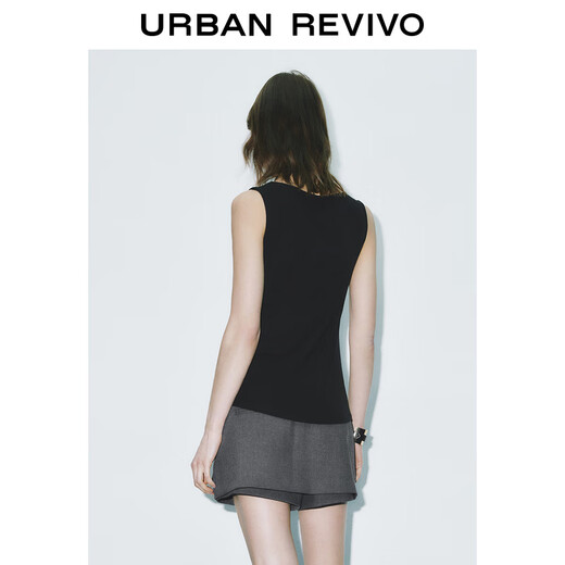 UR2025 Frühling Neues Frauenkleidung Einfaches Temperament Vielseitig Slim Fit ärmellose Weste UWM450071 Black M.