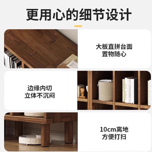 Small craftsman bookshelf solid wood floor-standing one-piece grid cabinet living room home simple storage rack log color 8-grid cabinet