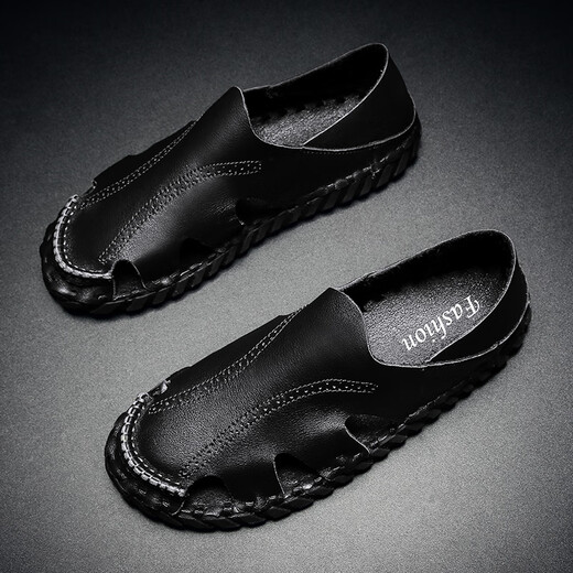 
Woodpecker men's sandals summer extra-large size black new style breathable lazy driving casual shoes soft sole driving men's shoes 9925 black 40