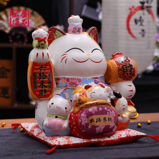 Ni Zhier Jinshi Workshop Cash Desk Facai Cemic Piggy Bank Хранилище может крупные подарки кошки 1049 Fugui Youyu Piggy Bank большой [Presale]