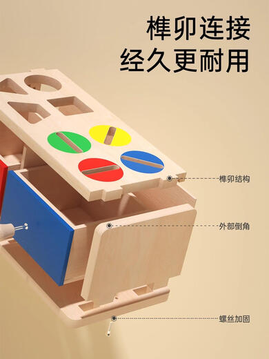 Jingruo Babys Handfinger feine Bewegungstraining Spielzeug Baby-Busy Board Early Education Montessori Unterrichtshilfen 1-2 Jahre alte Montessori Coin Pitching Box + Montessori Socket Circle