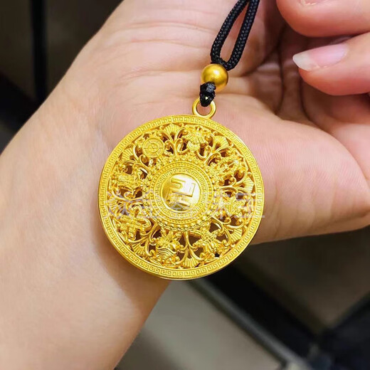 Yan Jinxin gold eight treasure compass pendant 999 pure gold package full silver fortune round plate gold package silver pendant for men and women as a gift eight treasure compass pendant gold package 2.2 grams