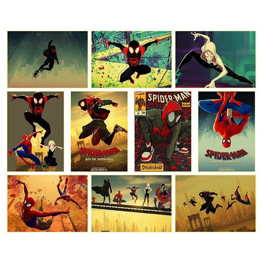Langue d'hiver Ancient Dragon Spider-Man traverse l'univers entourant Spider-Man Univers parallèle Anime Movie Affiche rétro Kraft Paper H5012 Large taille (30 * 42) - Size