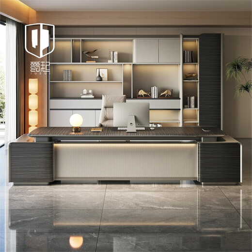 Jueqi E0 level light luxury and high-end boss desk desk president office executive desk and chair combination ebony丨E0 level environmental protection 2.4 meters boss table