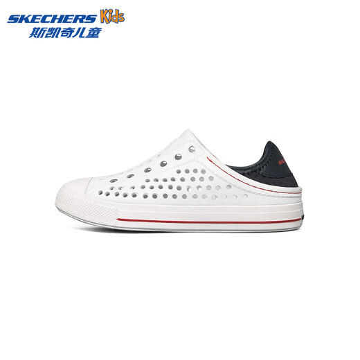 Skechers Children's Shoes Women's Autumn New Slip-on Children's Crocs One-Shoe Two-Wear Casual Breathable Sweat-wicking Sandals White/Navy Blue/Red/WNVR 27.5