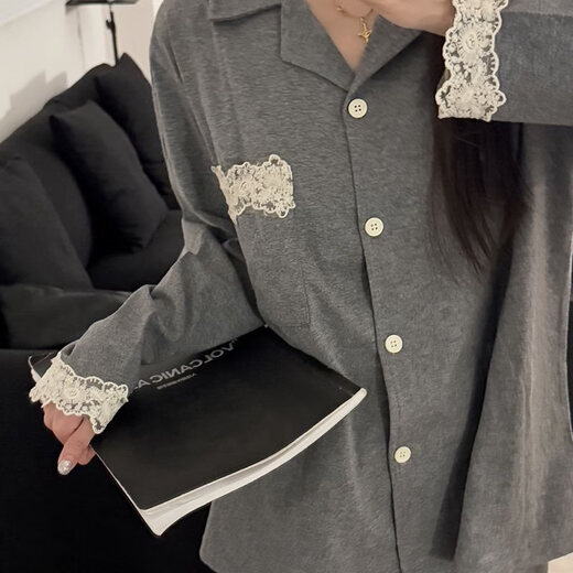 Hualin Mode Frauenpyjamas Frühlings- und Herbst-Spitzen-Langarm-Heimkleidung Zwei-teiliger Set E6621 175 L [95-110jin [Jin gleich 0,5 kg]]]