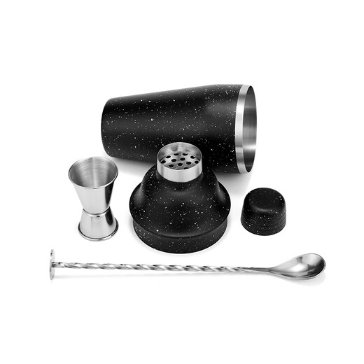 Jingchen American 304 stainless steel shaker shaker shaker hand shaker cocktail home bar shaker 500ML tool set mixer black 500ML black 3-piece set