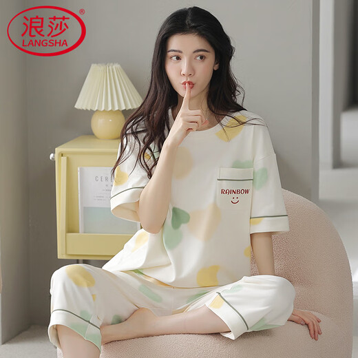 浪莎七分女士睡衣女纯棉夏季薄款短款高级感新款大码宽松可外穿居家服