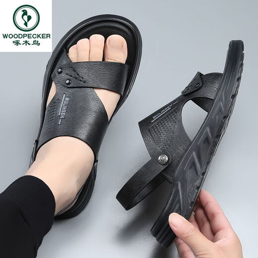 Sandalias de carpintero para hombres de moda 2025 ropa de verano sin deslizamiento de zapatillas de playa casuales sin deslizamiento para hombres de cuero suave para hombres, zapatillas de doble propósito transpirables gris 11155 38