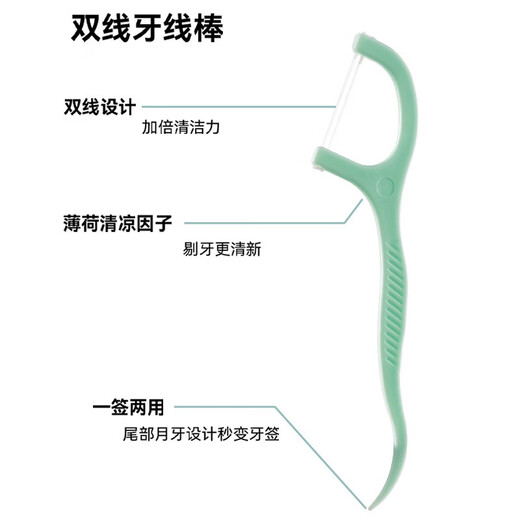 薄荷味 双线护理牙线棒 清新抗菌舒适洁齿一次性 超细牙签便携装 双线薄荷味牙线棒【10盒】