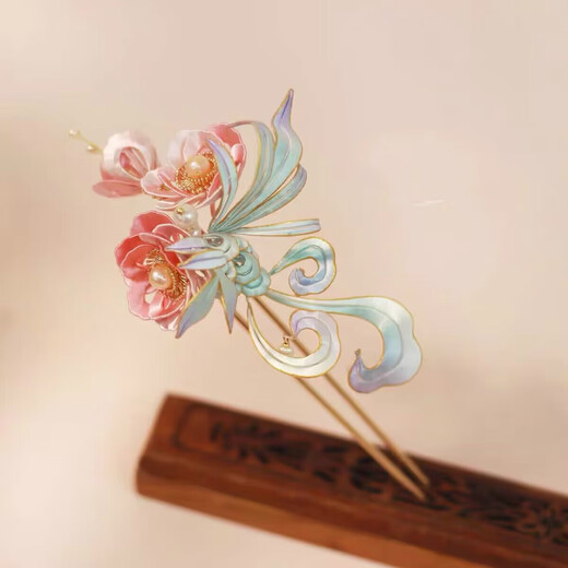 VAN OCEAN ANNORA Qing Ling Intangible Cultural Heritage Tangled Flower Hair Accessories High-end Ancient Style New Chinese Hanfu Tassel Hairpin Qing Ling Double Stick Qing Ling Double Stick Long Hairpin
