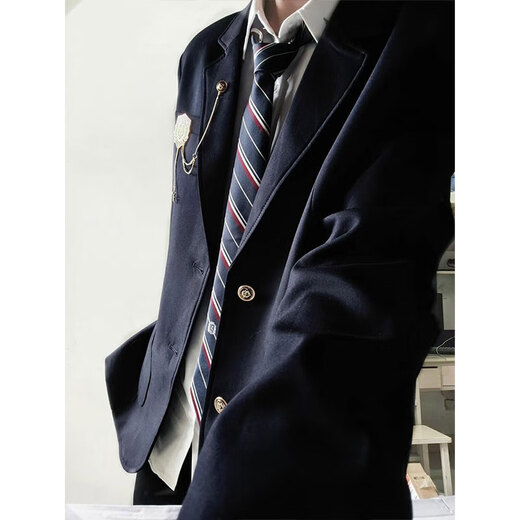 今诩anzmo贩卖元气日系学院风dk制服男生预备校服成人礼服一整套jk西 黑色西服+白衬衫+西裤（+带） M 【收藏+徽章】
