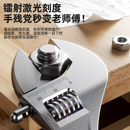 OLED 12-inch adjustable wrench set tool universal live wrench large opening multi-functional bathroom adjustable wrench light handle