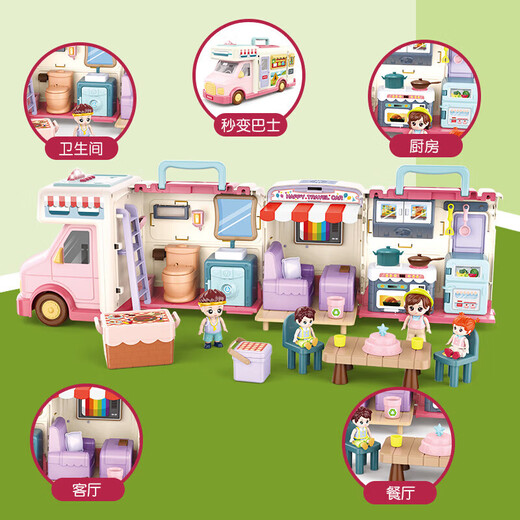 Yunya Children's Player RV Toy Princess Doll House Music transformé RV
