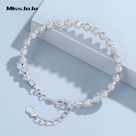 Miss JuJu pt950 platinum unicorn bead bracelet for women, new flashing platinum baby's breath bracelet, weight 12.9-13.1g