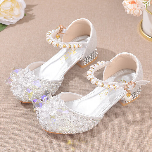 Ruiyang coréen Version des talons hauts pour enfants Chaussures cristallines filles princesse chaussures strass des étudiants chaussures de scène de scène