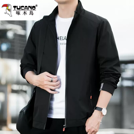 Woodpecker Jacket Men's Jacket Spring and Autumn 2025 Trendy Fashion Casual Versatile Men's Fashion Brand Outerwear J6618 Bean Gray 3XL