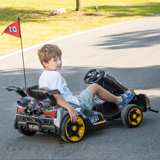 HAOWA Kart électrique pour enfants à moteur silencieux F1 Baby Drift peut s'asseoir jouet adulte voiture télécommandée à quatre roues pour enfants peinte en gris + télécommande + moteur silencieux 4845 + double entraînement in situ