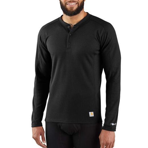 Carhartt Carhartt Men's Base Force Midweight Classic Henley, Black, 3 XL Black 3 XL