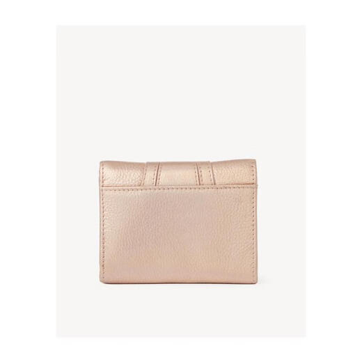 
SEE BY CHLOE women's three-fold cowhide leather wallet gold detail design key chain zipper inner bag fashionable nude color equal size