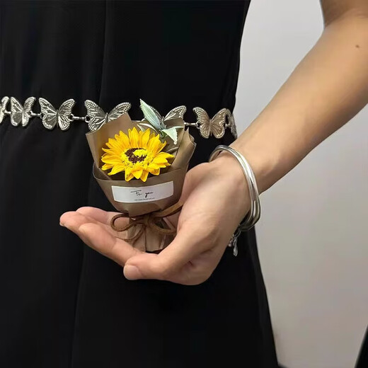 Mini -Taschen -Treffen kleiner Blumenstrauß von Rosen Sonnenblumen Immortal Blumen simulierte Blumen Souvenir Geburtstagsgöttin Day Geschenk kleiner Blumenstrauß - Blau + Sonnenblumen 1 Stück