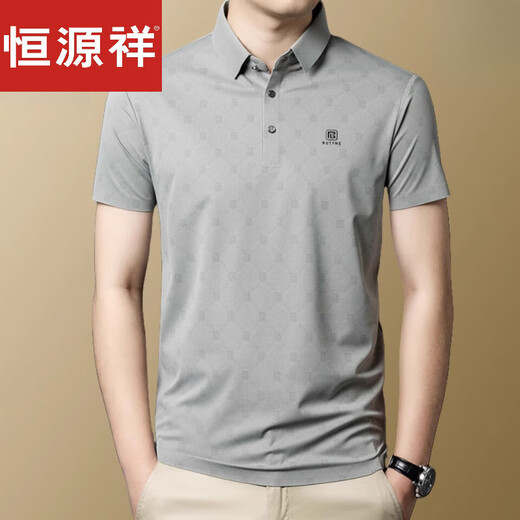 恒源祥高档品牌轻奢短袖t恤男2025新款夏季休闲爸爸装上衣polo.衫新品 深灰-15286 M 165