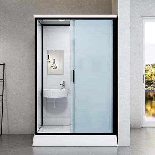 Jomoo integrated shower room SMC integrated toilet integrated mobile shower room factory dormitory apartment room renovation room white frame 1.4*1.1 side door with toilet + new model does not include steam