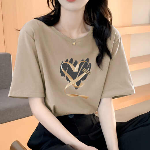 NOSSKISS奢侈高档品牌短袖棉t恤女2025夏季新款时尚宽松显瘦气质百搭上衣 灰蓝色724 S