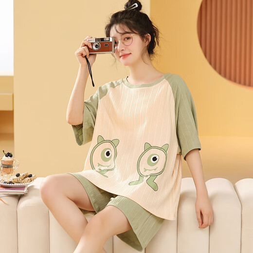 Des pyjamas à manches courtes pour femmes sont pour des vêtements de maison minces de grande taille en coton d'été peuvent être portés à l'extérieur pour le printemps décontracté et l'automne mignon GXT6636 m (recommandé 75-95jin [Jin est égal à 0,5 kg]))