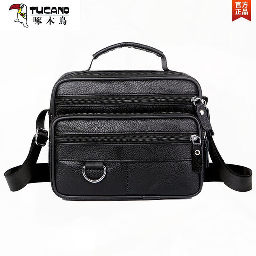 
Woodpecker (TUCANO) shoulder bag men's leather vertical business crossbody bag men's casual cowhide outdoor new style portable backpack trend black 719 vertical style larger size