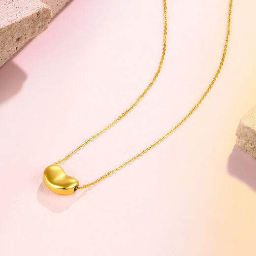 Lierui Jewelry 18K gold necklace Acacia K gold pendant set chain new Valentine's Day gift for girlfriend 18K gold Acacia necklace - total chain length 45cm