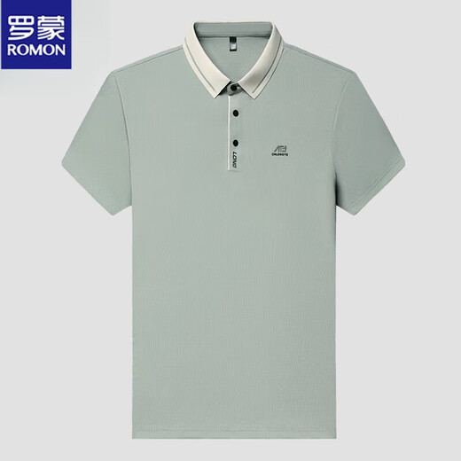 Camiseta de manga corta de Romon Men Mascias de altura de mediana edad Seda de seda delgada Camiseta de polo de polo delgada de papá 16821 Black M 165 sugiere 90-120Jin [Jin es igual a 0,5 kg]