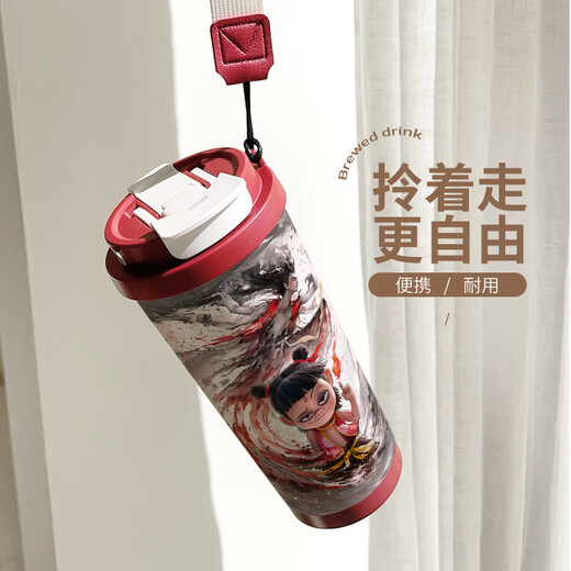 膳魔师哪咤保温杯316不锈钢水杯子敖丙敖光哪吒魔童闹海学生大容量吸管 BZ1098陈-奶霜白316不 530ml