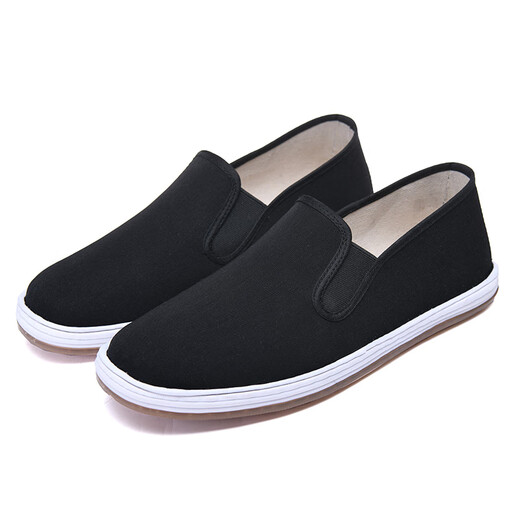 Old Beijing cloth shoes, comfortable, breathable, soft-soled men's shoes, casual, lightweight, versatile, fashionable, authentic handmade cloth, dark night black D-2 39 (245mm) simple and elegant