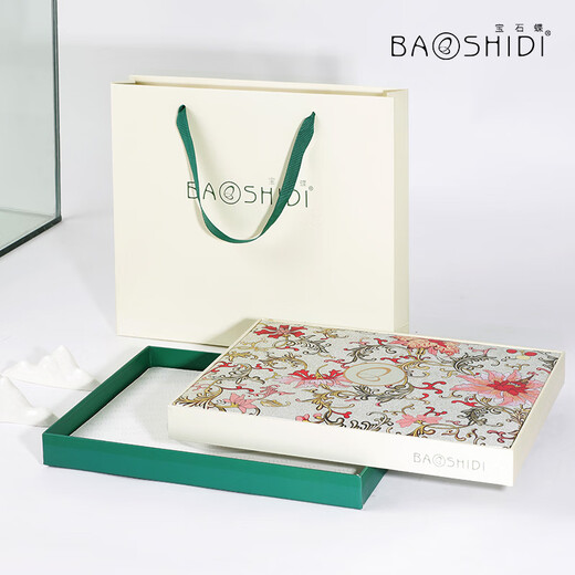 
Gem butterfly handmade Su embroidered silk scarf mulberry silk scarf cheongsam shawl female mother birthday gift box Lantian jade dream