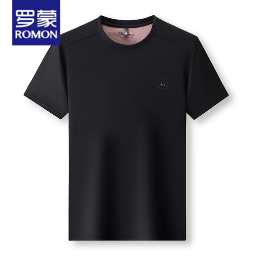罗蒙（ROMON）短袖T恤男士圆领休闲运动透气两件套装夏季2025新款长裤套装 灰色长裤套装13601 M 165