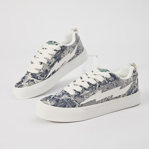Lightning x Storm Picasso Paintings Créé conjointement par Lightning Men and Women's Shoes Revenge Storm Little Pread Pain Chaussures Saute Couple Skateboard Chaussures LS-699 Starry Sky Blue 42