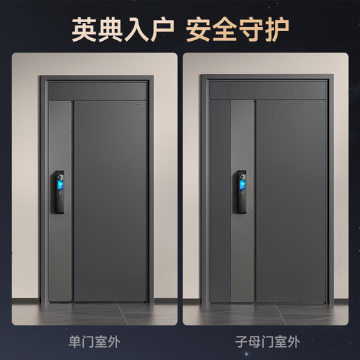Yingdian Xuanwu Klasse A Security Door Haushalt Eingangstür Smart Tür Eingangstür Upgrade Türstürmer Muttertür Anti-plitting-explosionssicherer Villa-Tür 2150*1050 [Flaggschiff-Modell] Palmvenen 3D-Gesicht Smart Lock