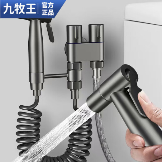 九牧王【3892人收藏】304不锈钢增压喷枪水龙头冲水枪卫生间马桶伴侣厕 【枪灰色】不锈钢喷枪旋转冲洗套 全铜加厚款