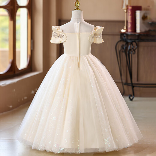 Anne Yuer Girls 'Kleid Prinzessin Kleid Hochzeit Blume Kinder Host Show Geburtstag Klavier Kostüm Champagner 130