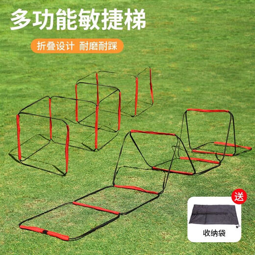 跳格子绳梯多功能敏捷梯固定式跳格梯子儿童篮球足球协调体能训练 4.8米12格敏捷梯（红色+包+视频
