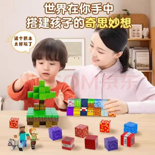 麦儿飞乐我的世界磁力方块磁吸积木儿童玩具男女孩拼装六一儿童节礼物