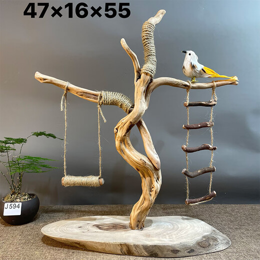 鹦鹉秋千站架鹦鹉站架桌面鸟架站架小鸟站架树枝鸟架玄凤鹦鹉架子 驼色 笼上/桌站架i869