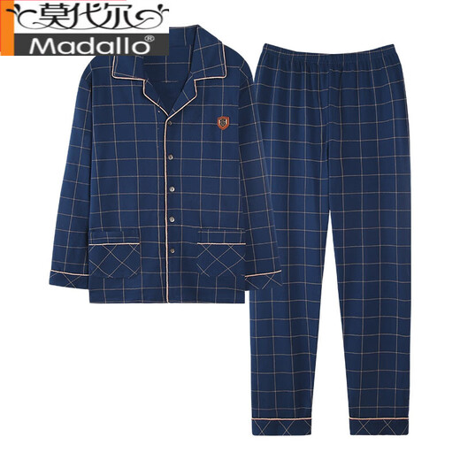 Modal Pyjamas Herren Frühling und Herbst reines Baumwollwäsches, langärmeliges Cardigan Thin-Stil mittleren Alters und junger Herren, der große Vater-Kleidungsstück hj9905 l [empfohlen 120-140jin [Jin gleich 0,5 kg]]]