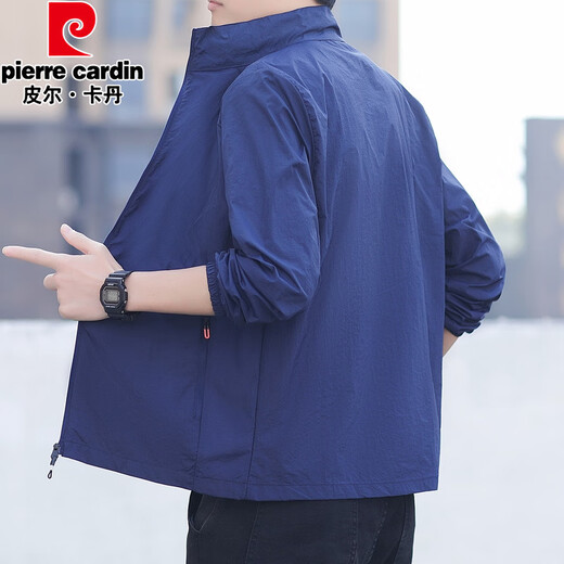 Pierre Cardin Sun Protection Jacket Men's Spring and Summer Casual Stretch Breathable Sports Windbreaker Outdoor Fishing Wear Thin Single-layer Jacket Navy M =85-Jin Jin equals 0.5 kg