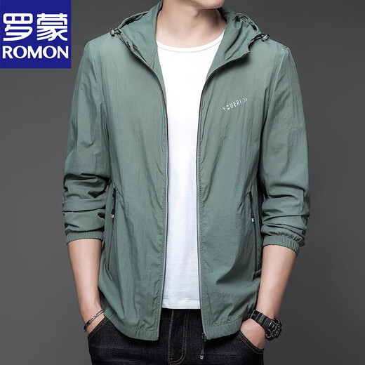 罗蒙（ROMON）2025新款防晒衣男士夏季薄款户外冰丝连帽防紫外线防晒服外套男 N9928 雾蓝 XL 180 135-150斤