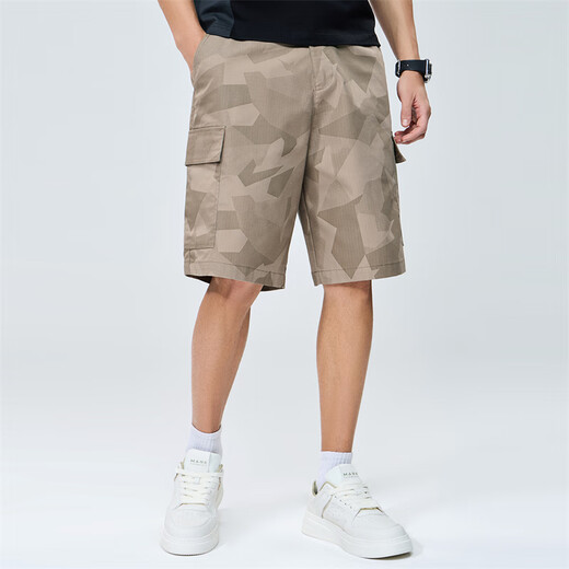 Mark Waffe [camouflage workwear] casual shorts men's 25 summer large pocket letter embroidery fashion trendy and cool versatile five-point pants 701 khaki 2XL